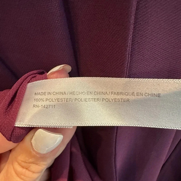 Eloquii Violet Purple Long Sleeve Tie Neck Ruffle Cocktail Dress Plus Size 18 - Picture 9 of 11